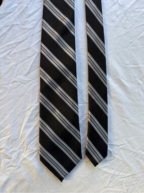 Barneys New York Made in Italy Silk Cotton Stripe Tie Designer Necktie